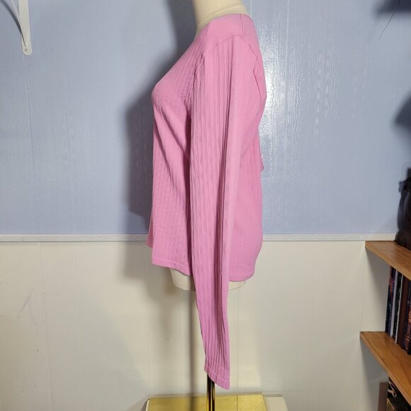 PINK Victoria's Secret XXL Bright Pink Open Back Yoga Workout Longsleeve T-Shirt - Picture 6 of 10